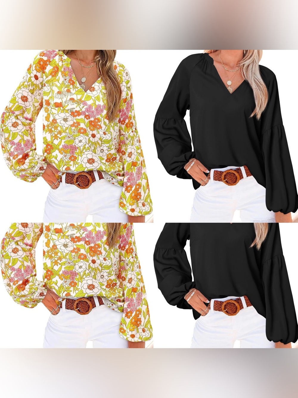 Lot Of 2 BTFBM Blouses for Women Dressy Casual Floral Summer Sz L